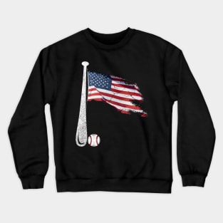 Vintage American Flag Baseball Men Boy Patriotic 4th Of July T-Shirt Crewneck Sweatshirt